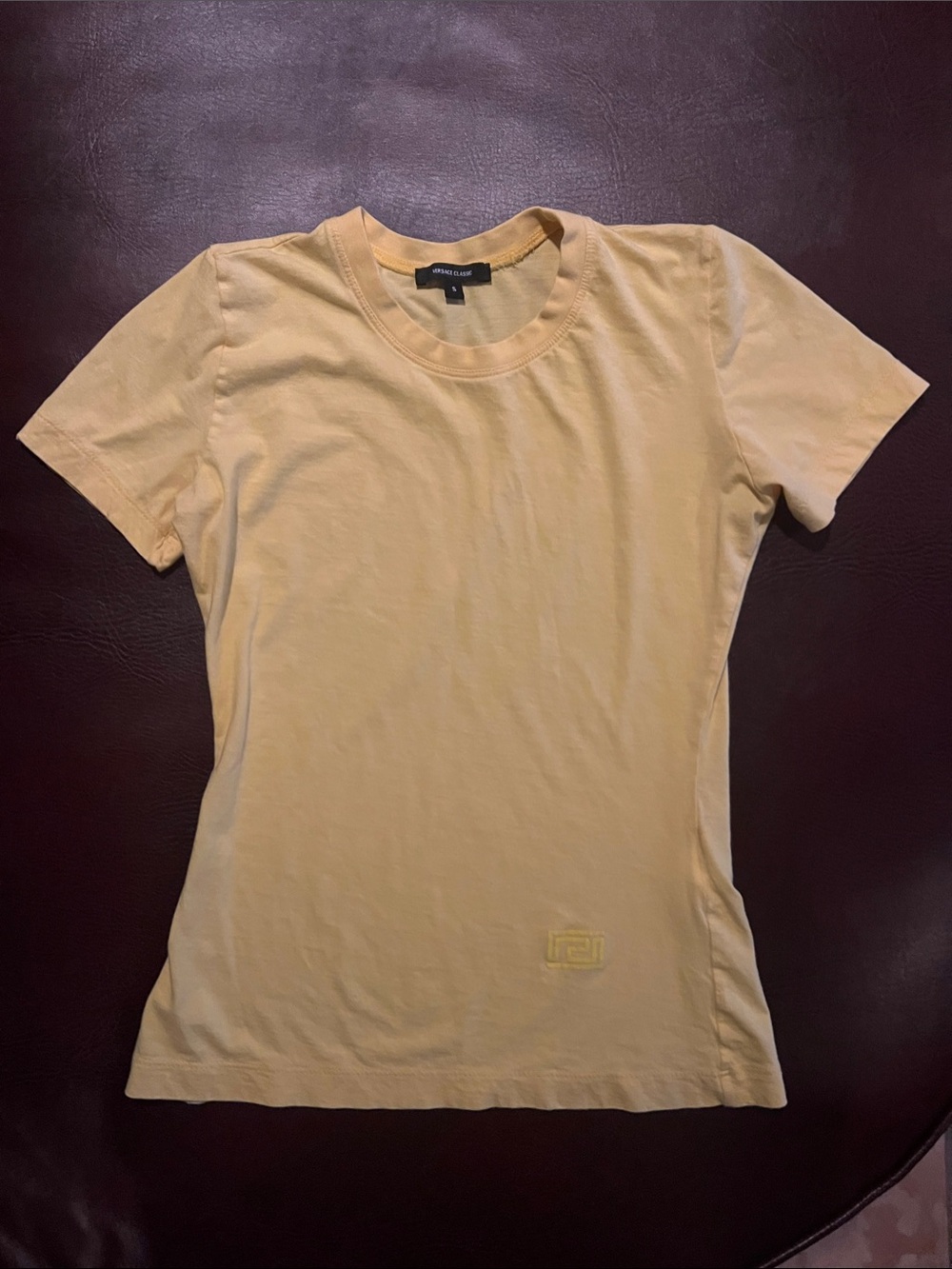 Versace Pale Yellow Short Sleeve Crewneck Tee